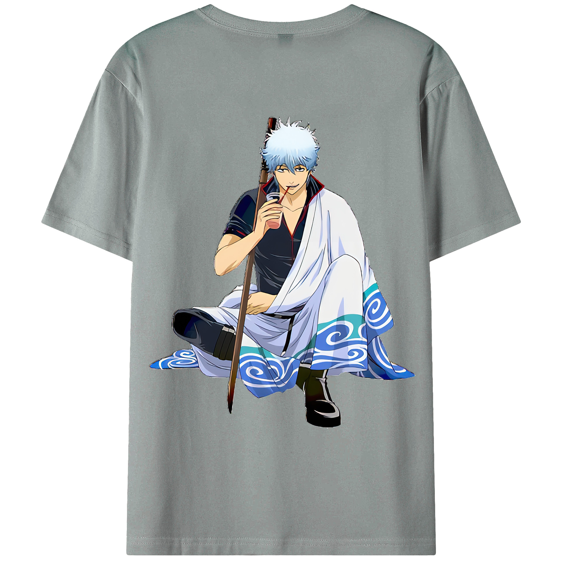 （画像用） ぎんたま 坂田銀時（さかたぎんとき） 神楽 志村新八（しむら しんぱち） GINTAMA Sakata Gintoki Kagura Shimura Shinpachi 綿100％ メンズ半袖Tシャツ（バックプリント） 通気性